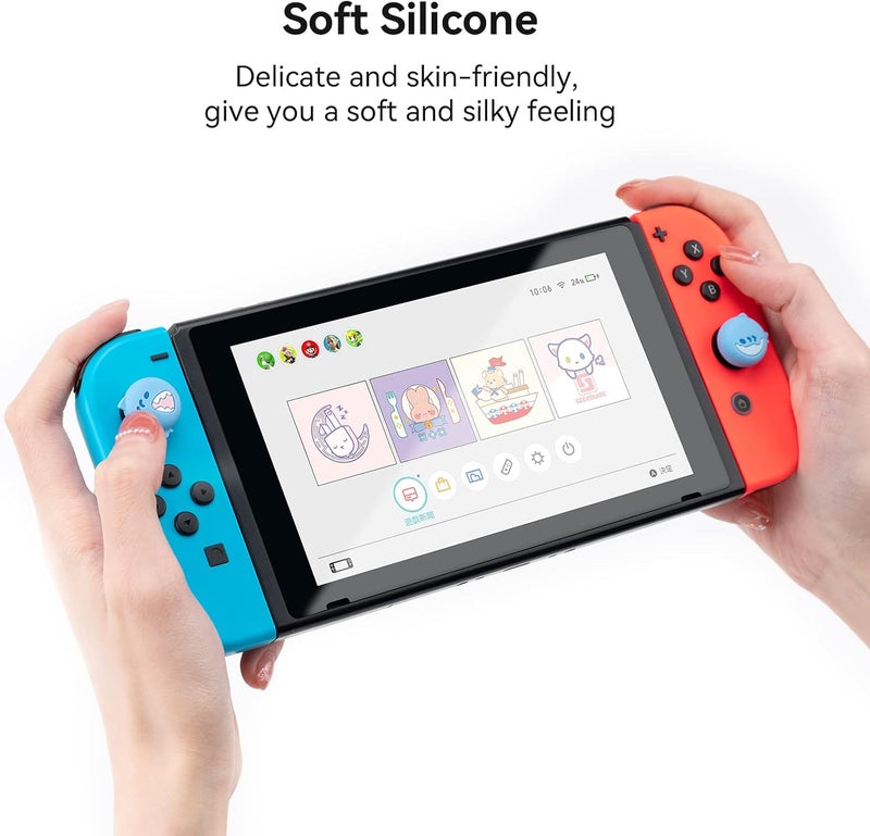 GEEKSHARE Cute Silicone Joy Con Thumb Grip Caps, Joystick Cover Compatible with Switch/OLED/Switch Lite,4PCS - Little Shark - Image 3
